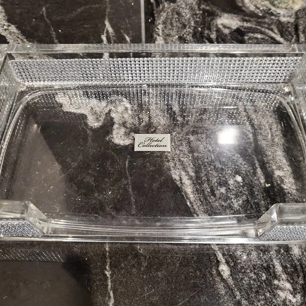 Hotel Collection Clear Vanity Tray with Rhinestones